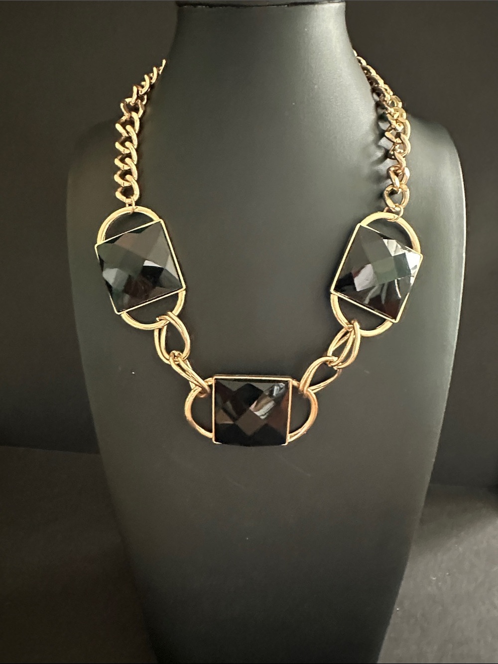 Big Bold Black Gold Statement Necklace